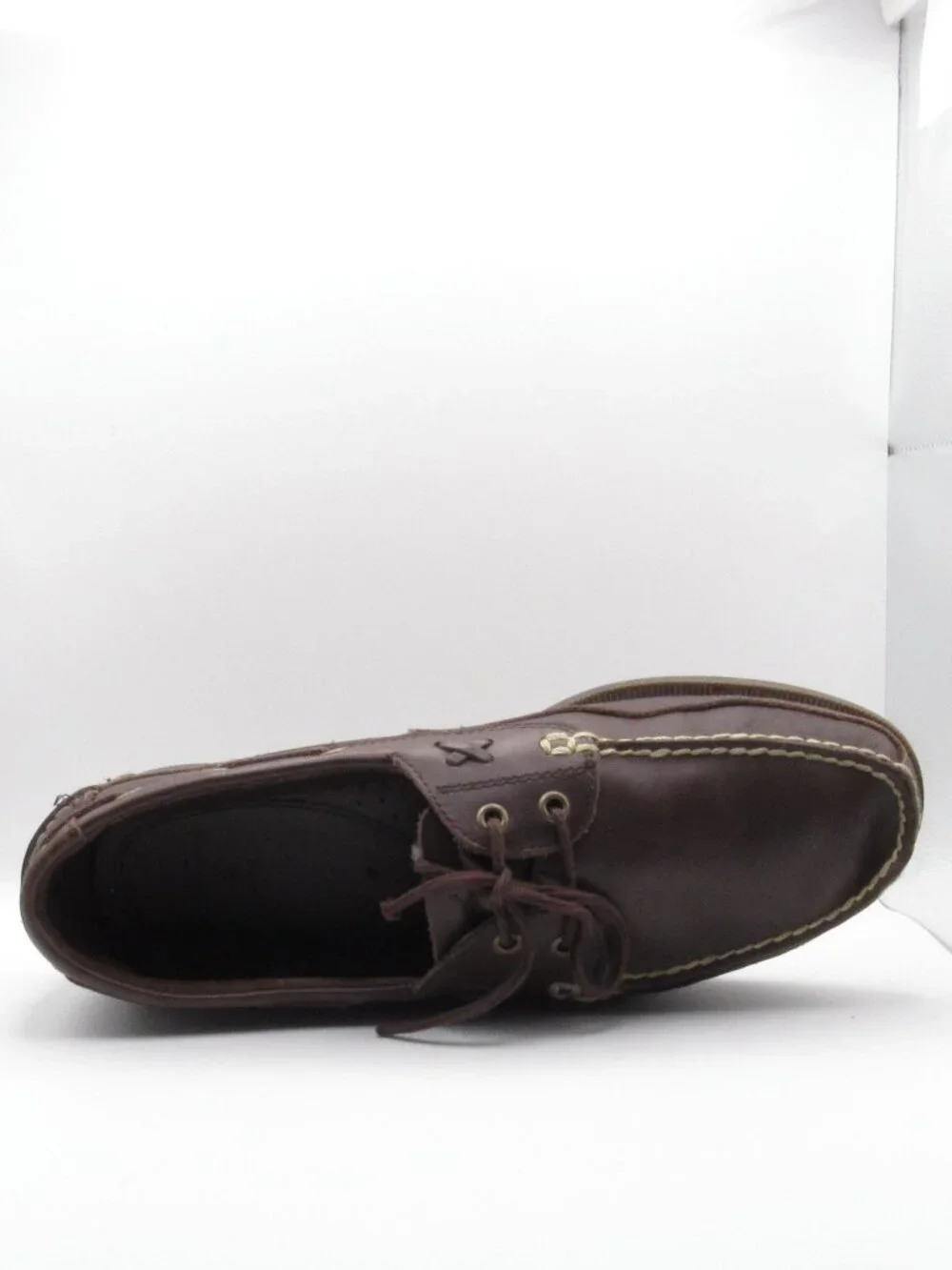 Polo Ralph Lauren Chocolate Brown Leather Boat Shoes Size 12 Good Condition